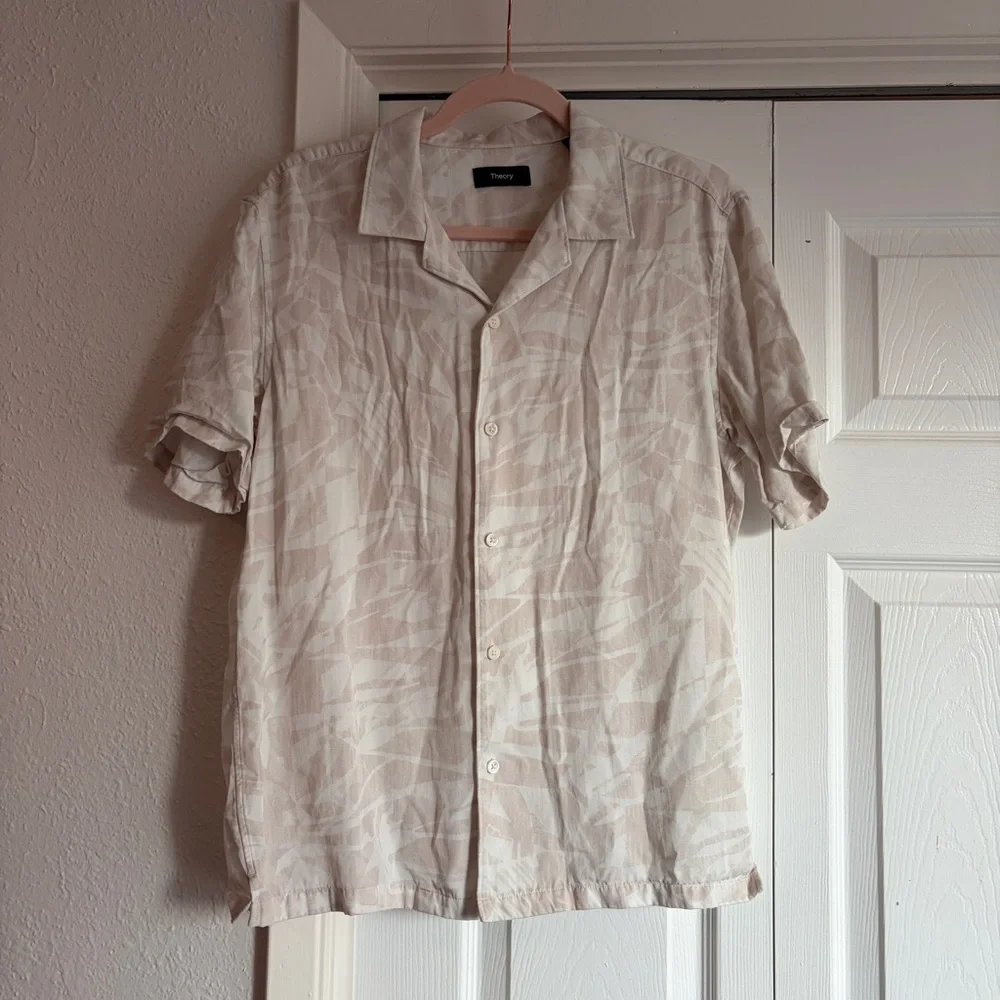 Theory Men's Irving Abstract Palms Camp Button Down Casual Shirt